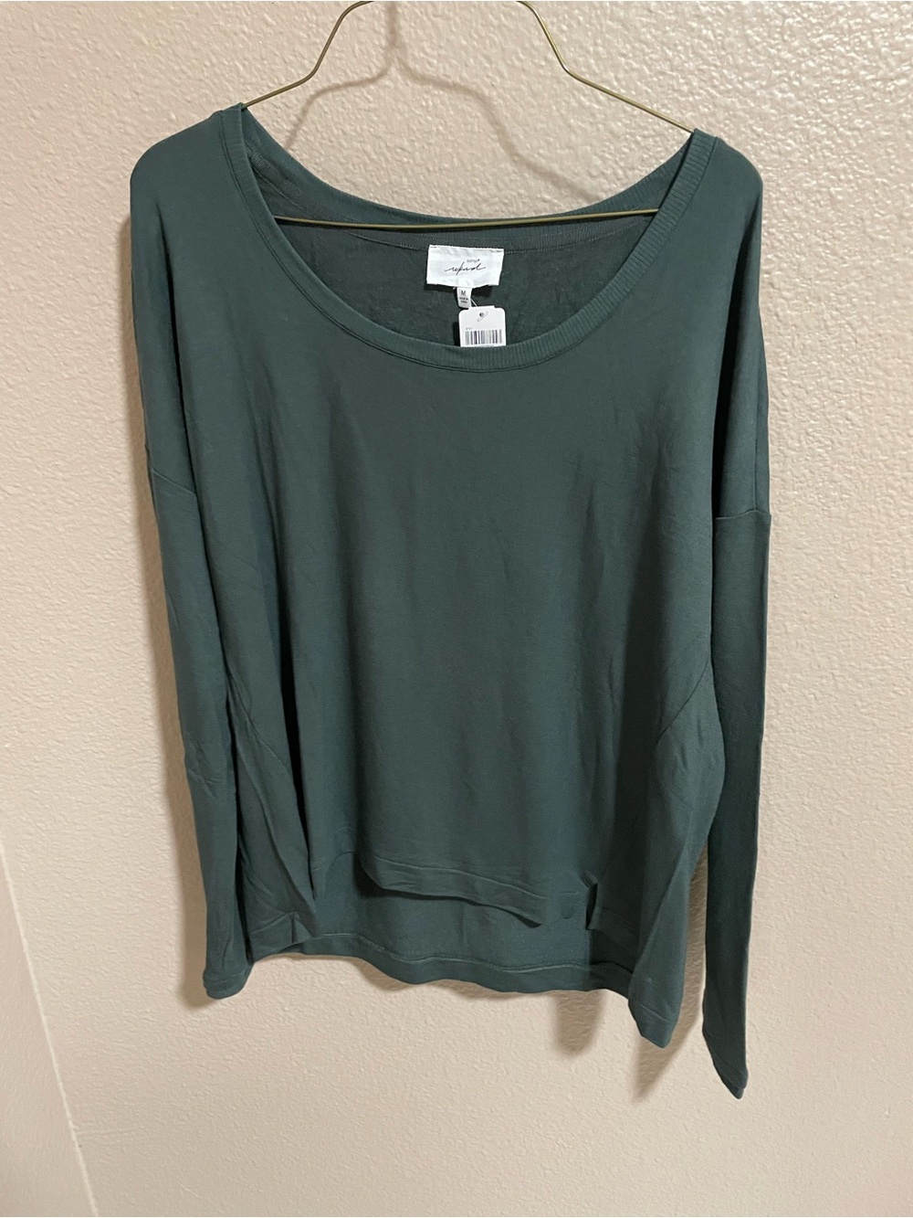 Soma Weekend Long Sleeve Scoop Neck Top in Slate Green NWT